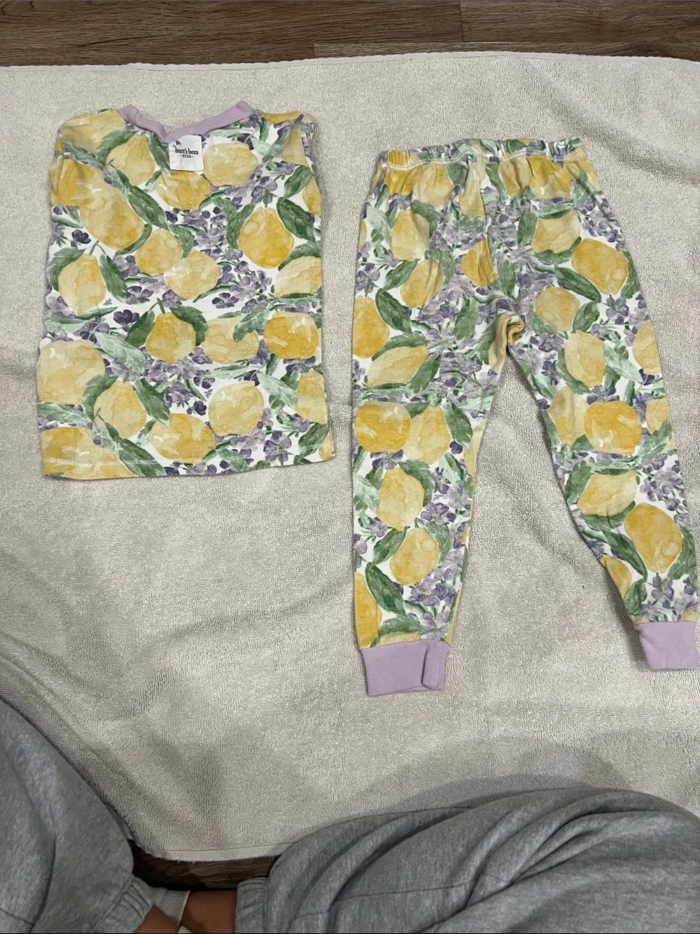 Burt's Bees Yellow Lemon & Purple Floral Cotton Pajama Set